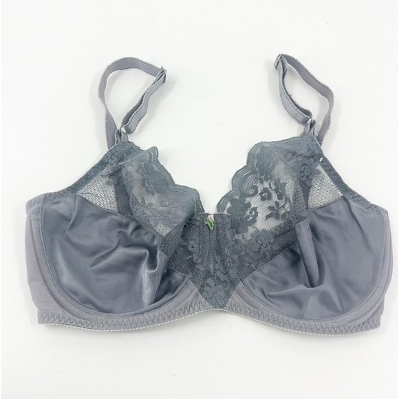 ✅ VINTAGE 1950-1960'S MAIDENFORM GREY LACE BRA WITH ILGWU TAG SIZE 34D EUC - Picture 1 of 6